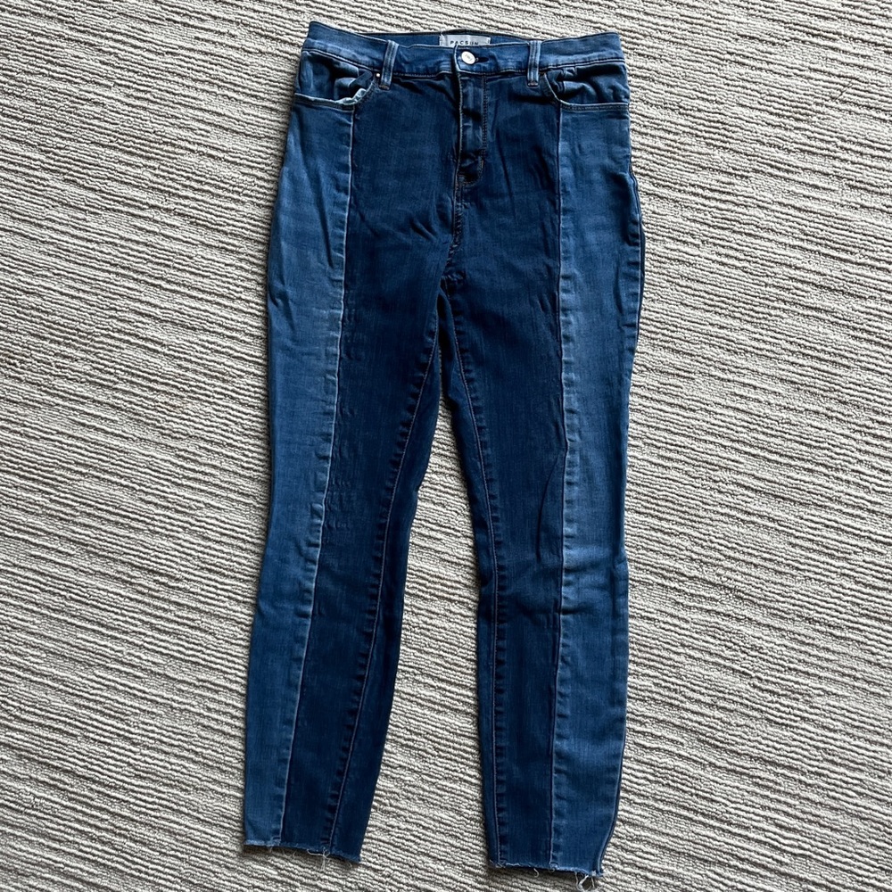 Pacsun patchwork, high-rise ankle jeans